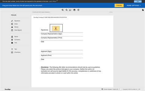 dating documents in docusign